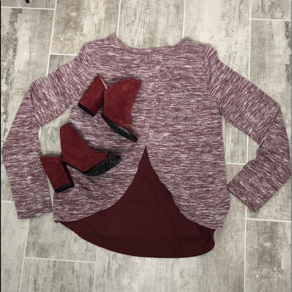 Old Navy Tops - OLD NAVY knit burgundy top w/ sheer lining